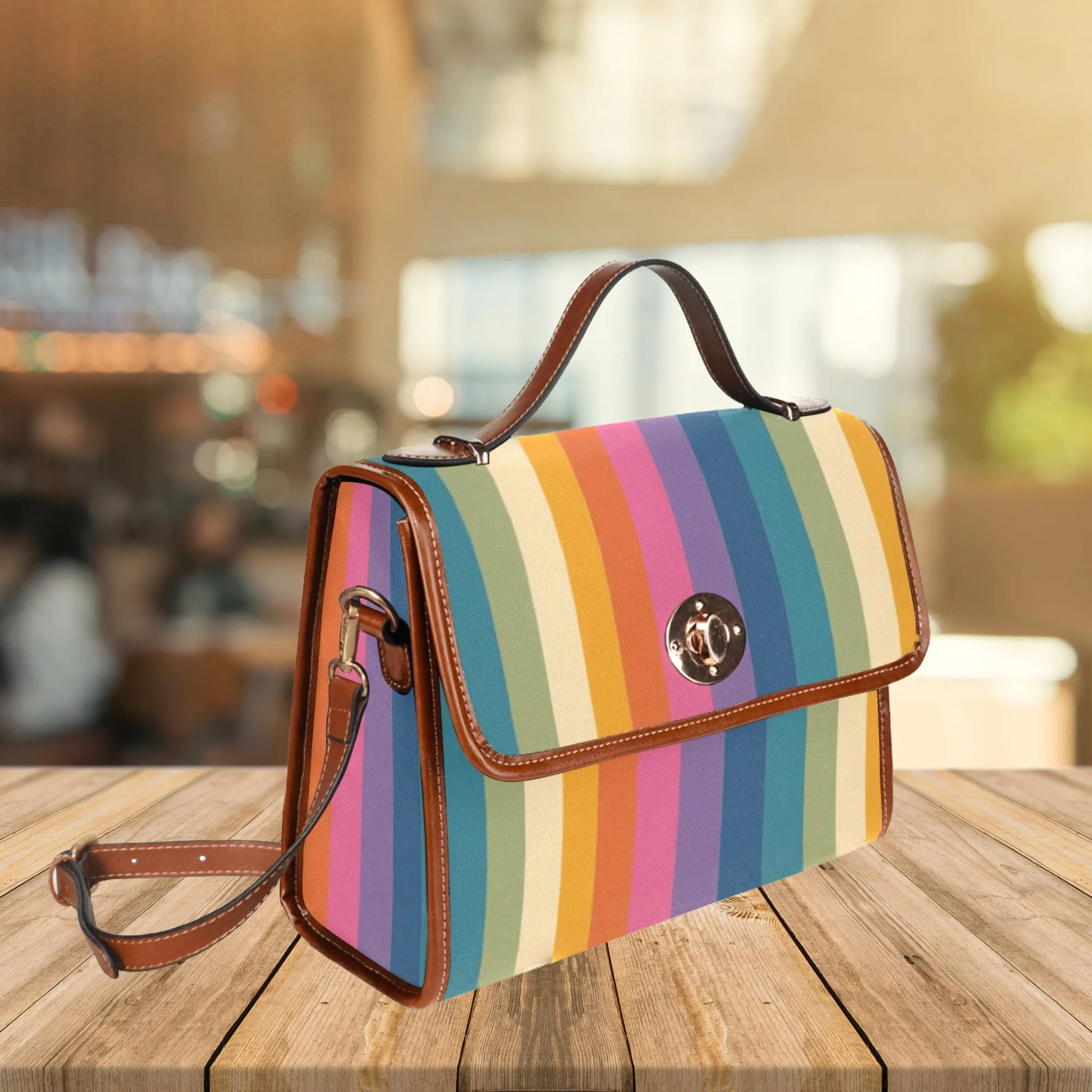 Vertical Rainbow | Canvas Satchel Bag