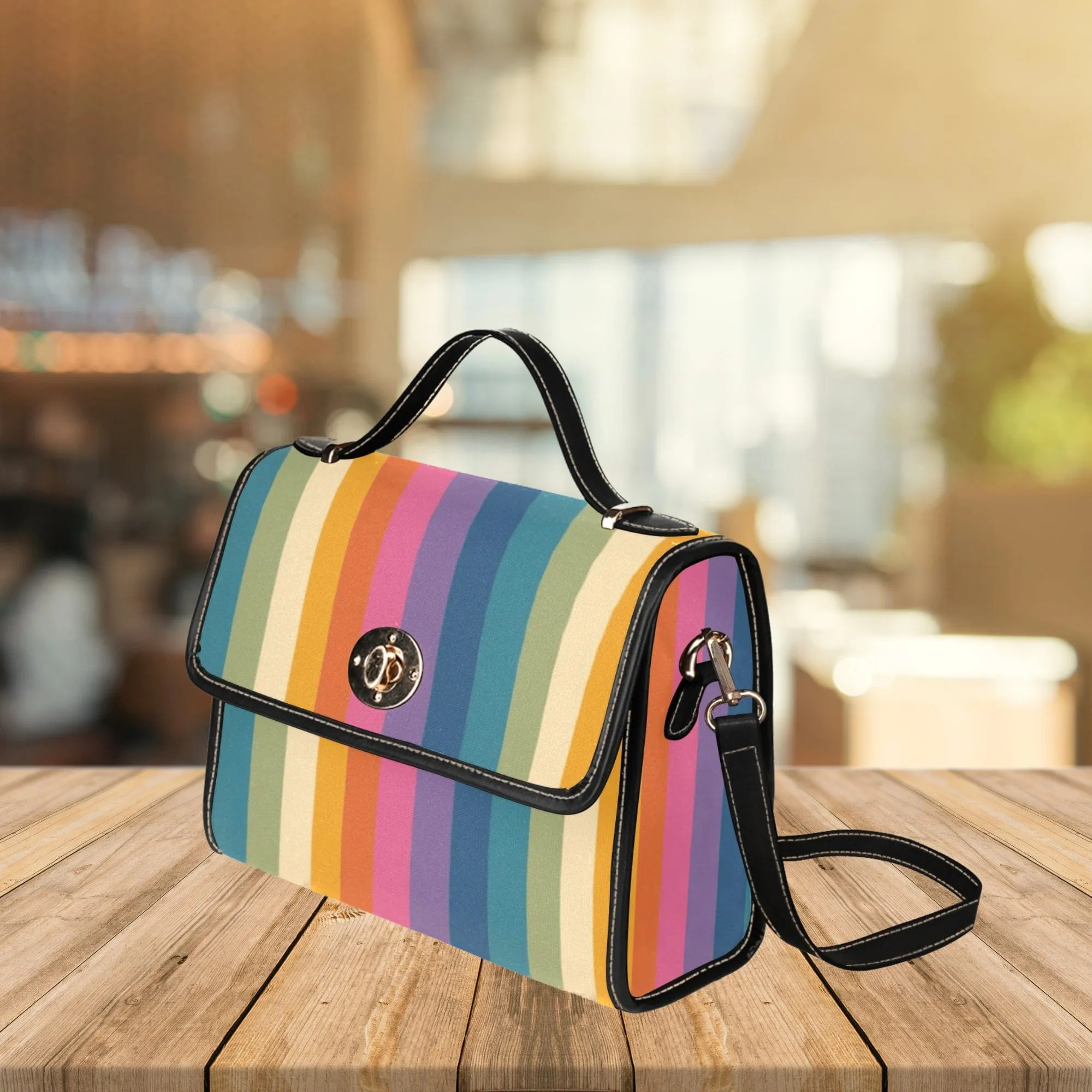 Vertical Rainbow | Canvas Satchel Bag