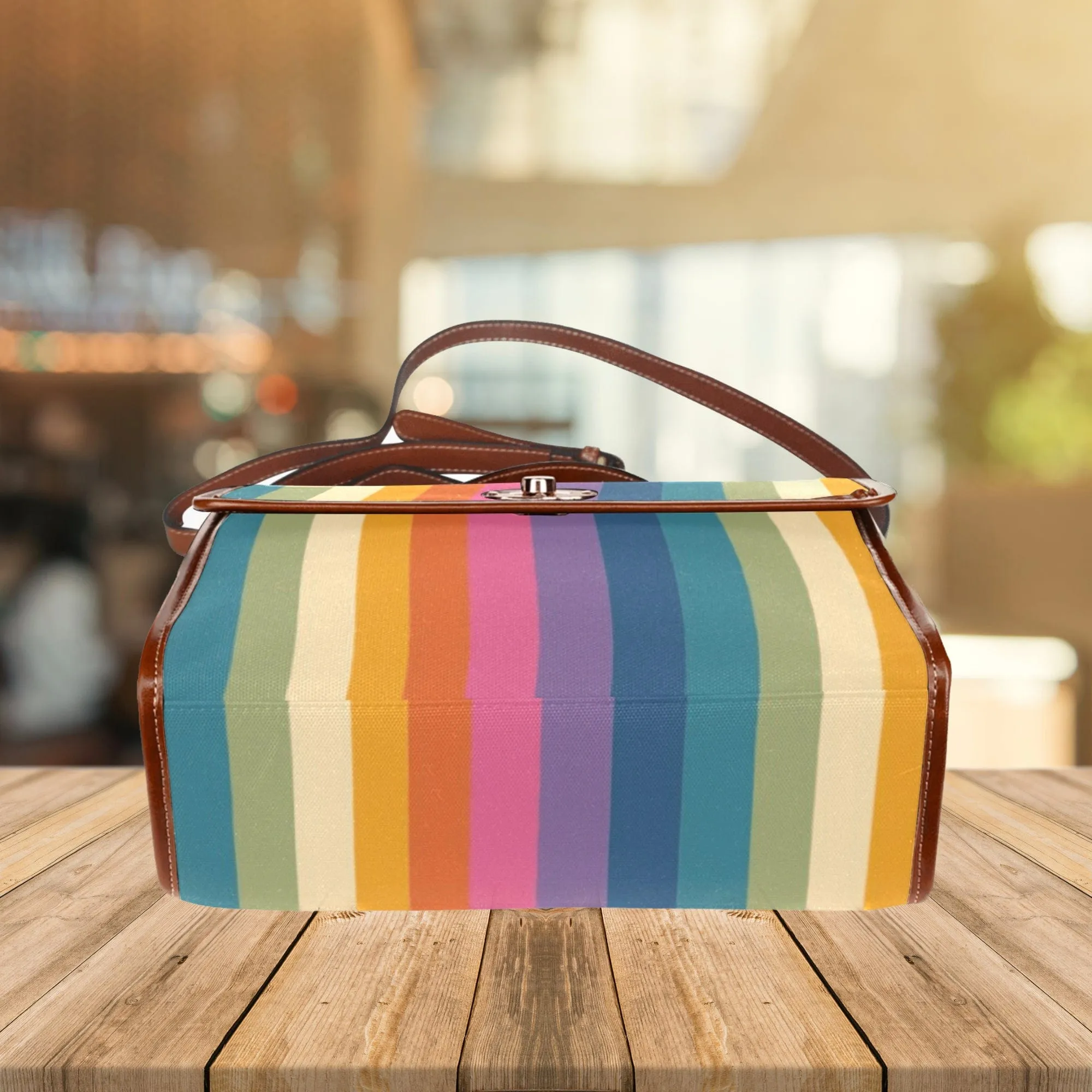 Vertical Rainbow | Canvas Satchel Bag