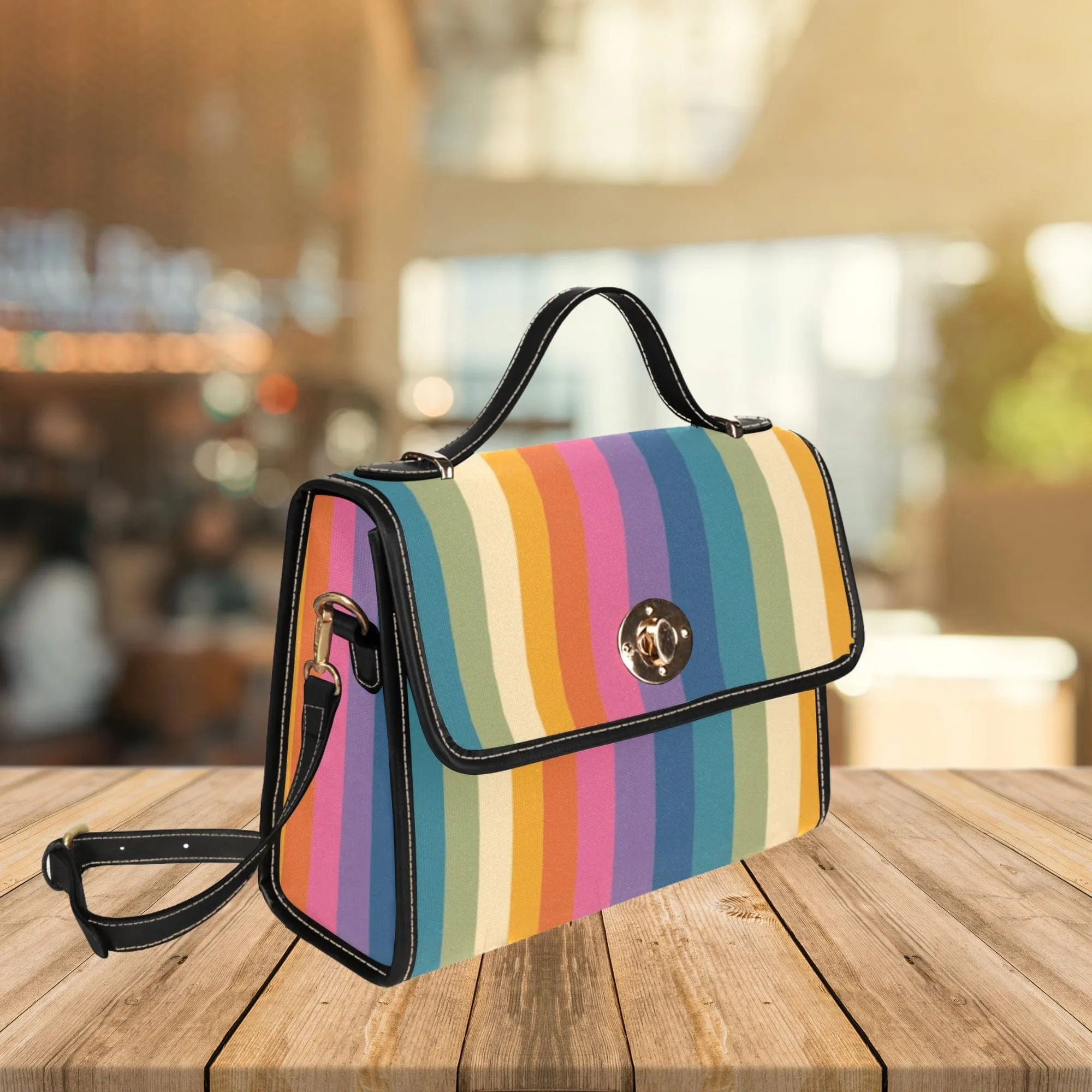 Vertical Rainbow | Canvas Satchel Bag