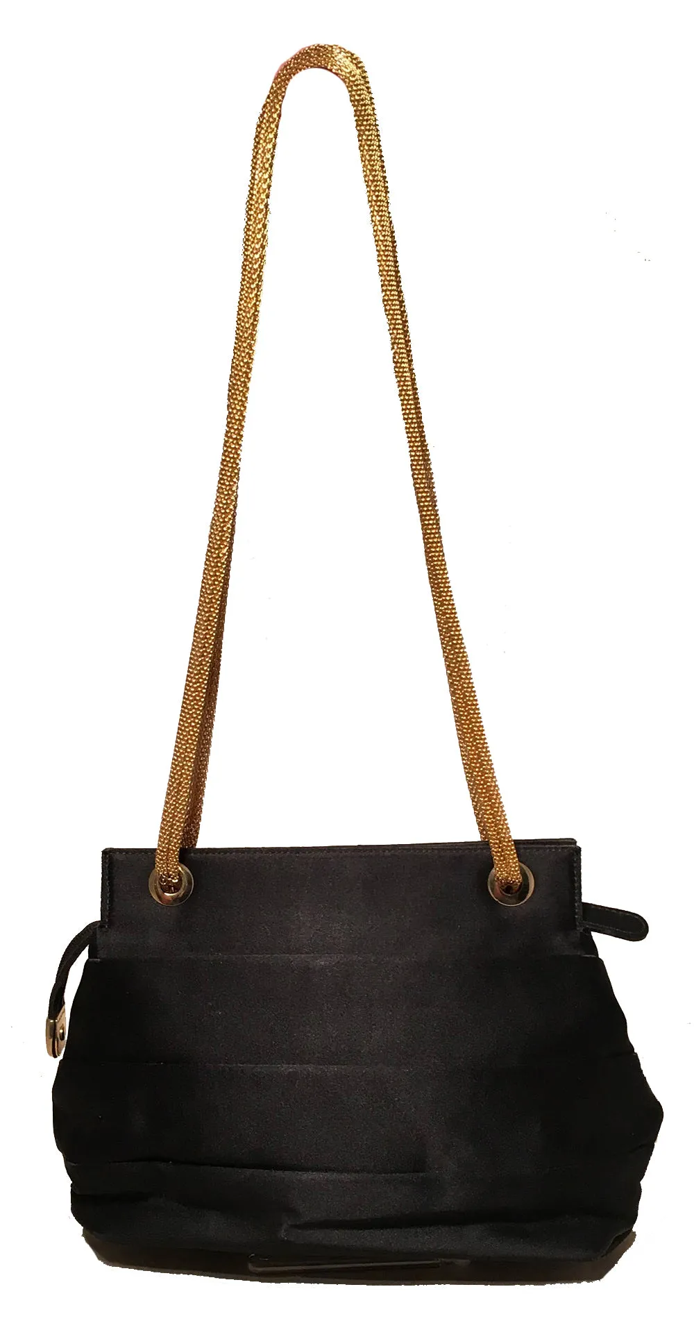 Vintage Diego Della Valle Black Silk Gold Chain Evening Shoulder Bag
