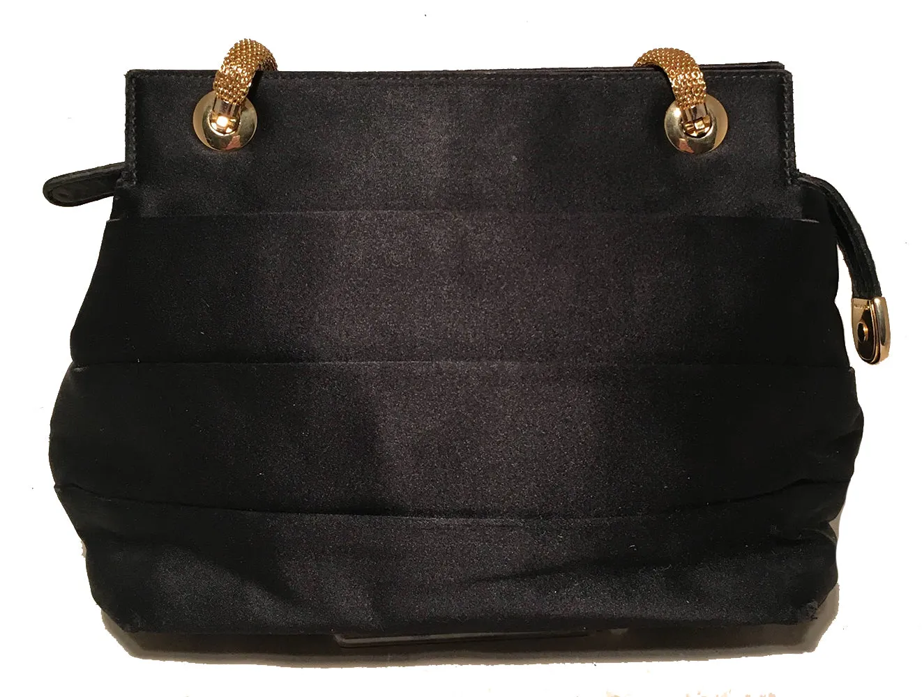 Vintage Diego Della Valle Black Silk Gold Chain Evening Shoulder Bag