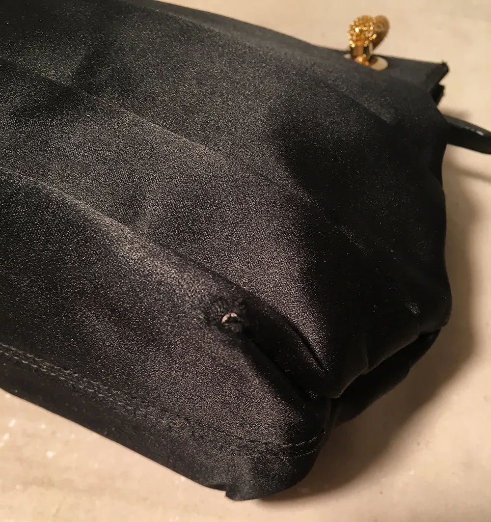Vintage Diego Della Valle Black Silk Gold Chain Evening Shoulder Bag