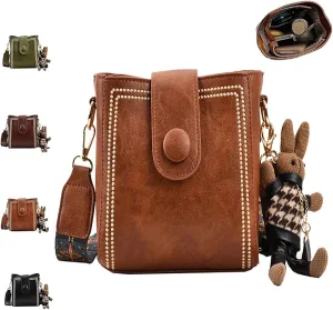 Vintage Fashion Bag with Adjustable Wider Shoulder Strap, Vintage Retro Small Water Bucket Bag for Women