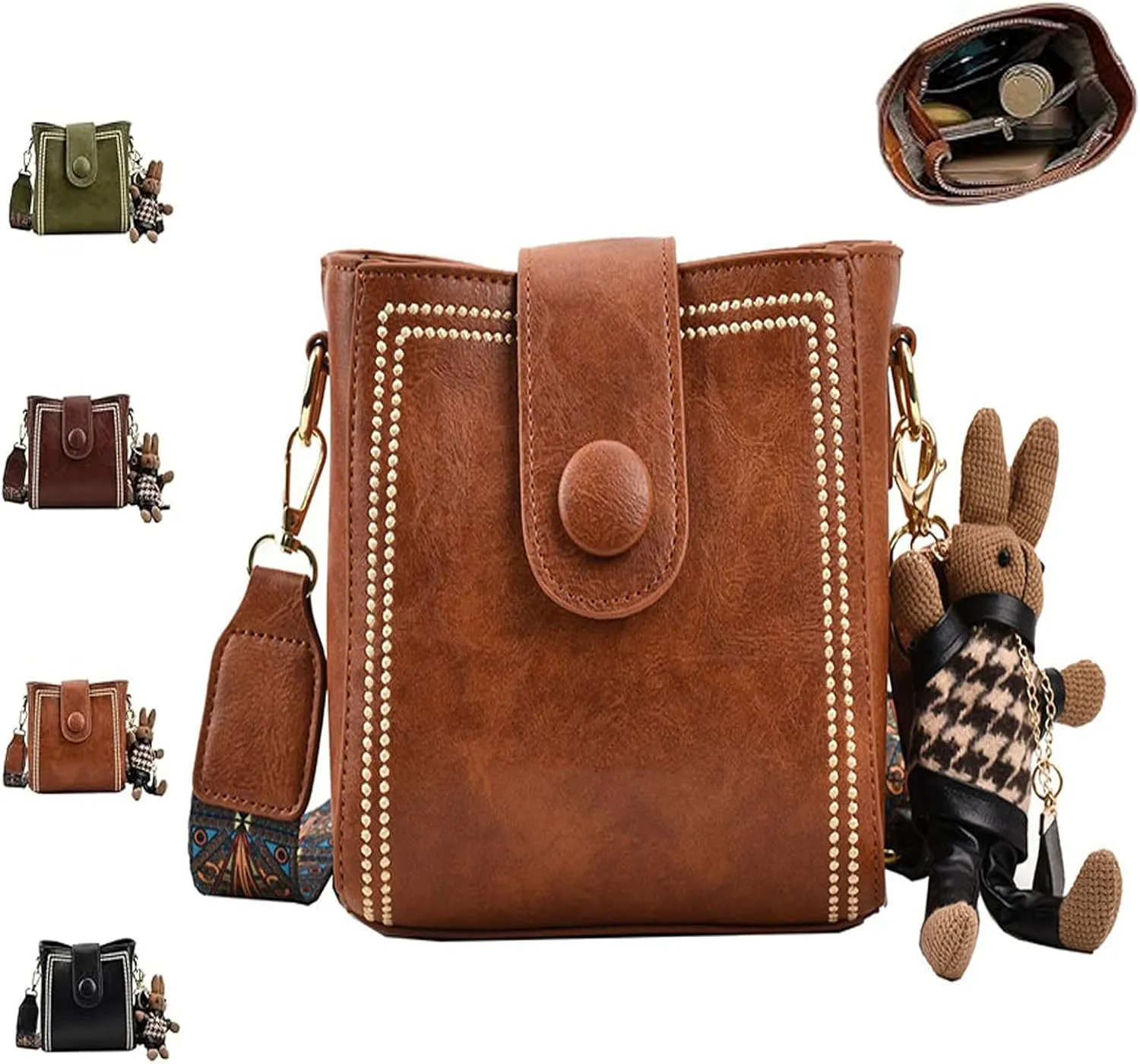 Vintage Fashion Bag with Adjustable Wider Shoulder Strap, Vintage Retro Small Water Bucket Bag for Women