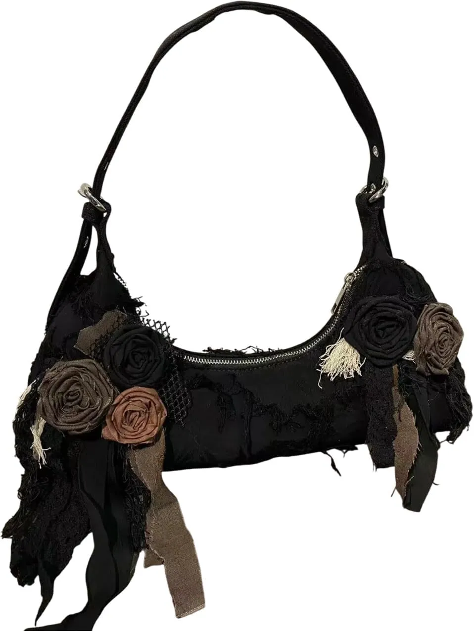 Vintage Lace Rose Hobo Bags, Handmade Shoulder Tote HandBag for Women, Duke Red Roses Lace Tote Bags