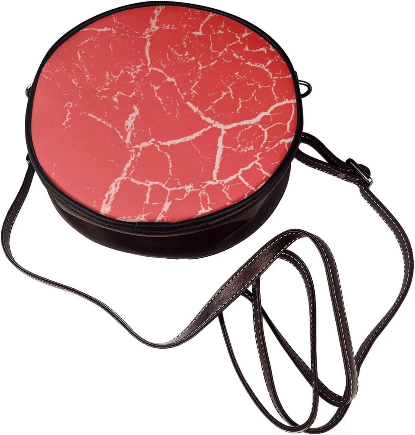 Vintage PU Leather Crossbody Purse Satchel, Small Cute Crossbody Round Bags for Women Sling Shoulder Bag