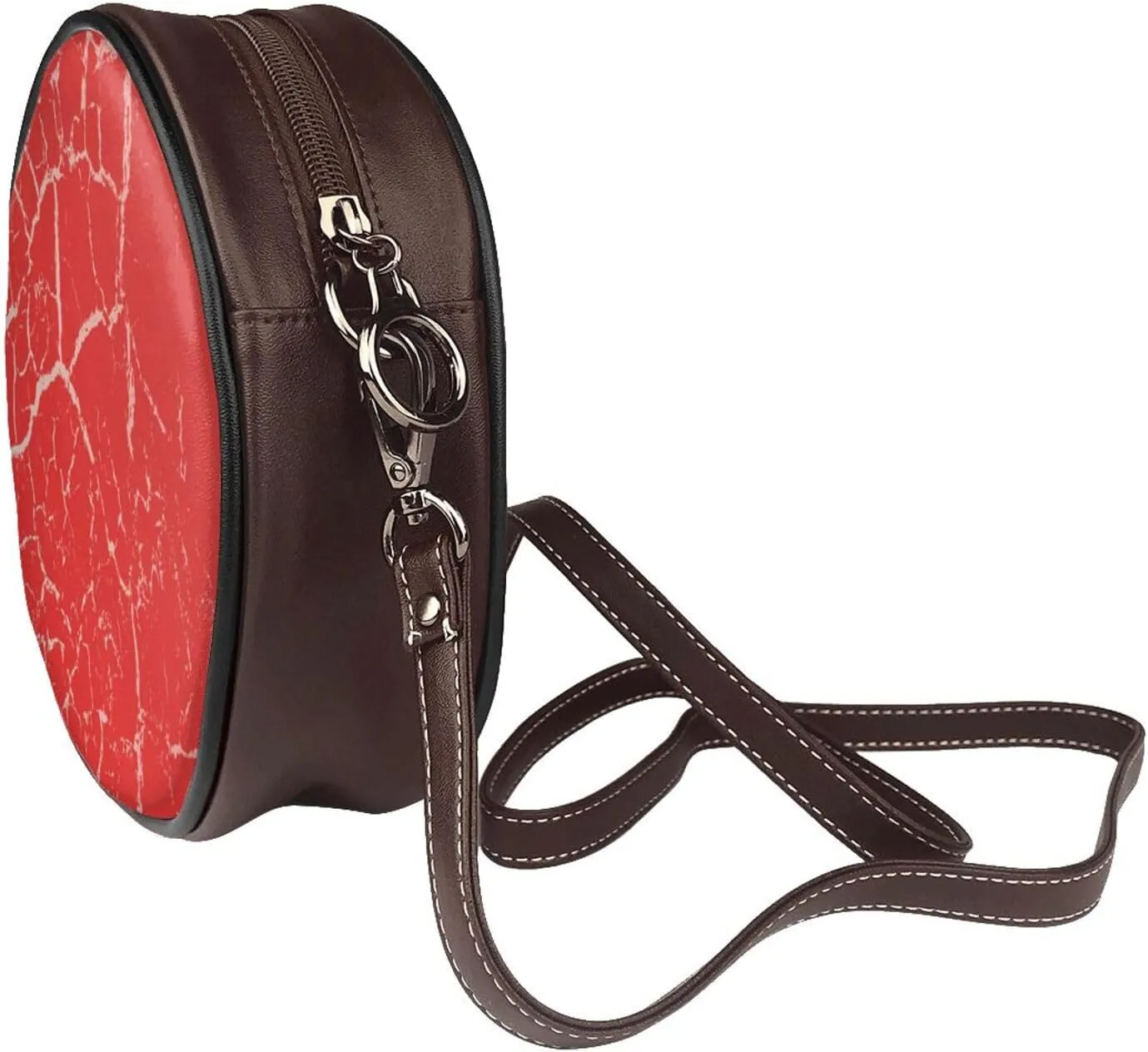 Vintage PU Leather Crossbody Purse Satchel, Small Cute Crossbody Round Bags for Women Sling Shoulder Bag