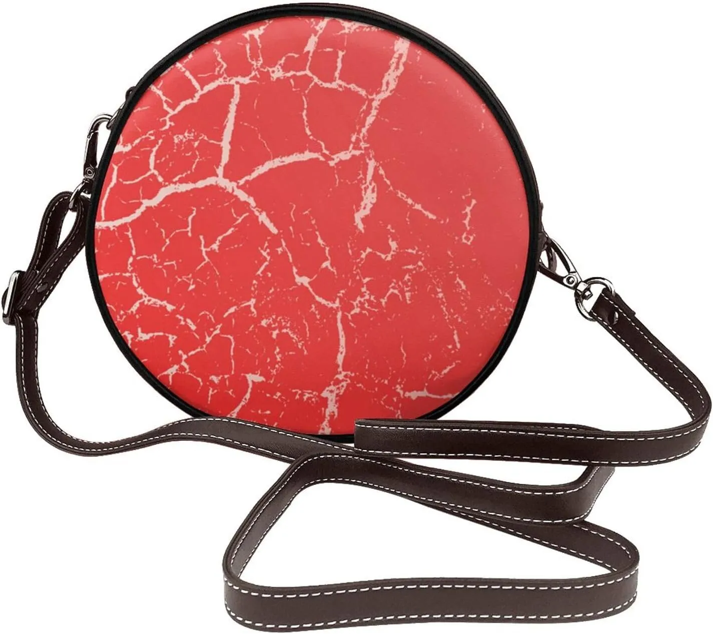 Vintage PU Leather Crossbody Purse Satchel, Small Cute Crossbody Round Bags for Women Sling Shoulder Bag