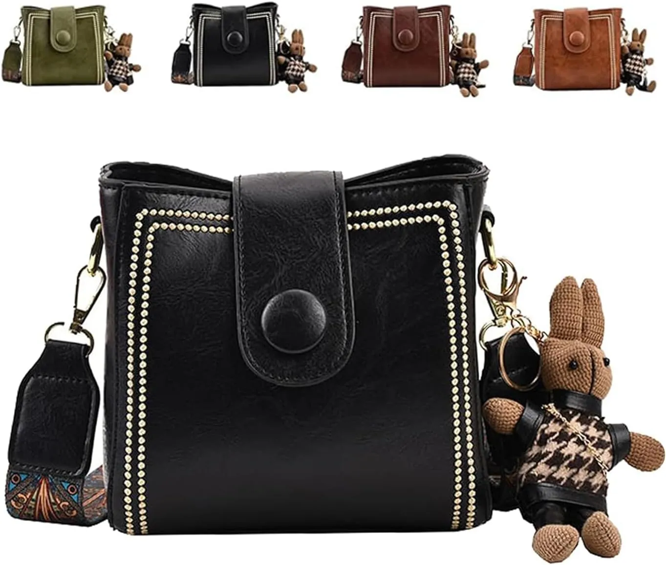 Vintage Retro Small Water Bucket Bag, Vintage Fashion Bag With Adjustable Wider Shoulder Strap, Vintage Fashion Crossbody Bag