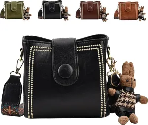 Vintage Retro Small Water Bucket Bag, Vintage Fashion Bag With Adjustable Wider Shoulder Strap, Vintage Fashion Crossbody Bag