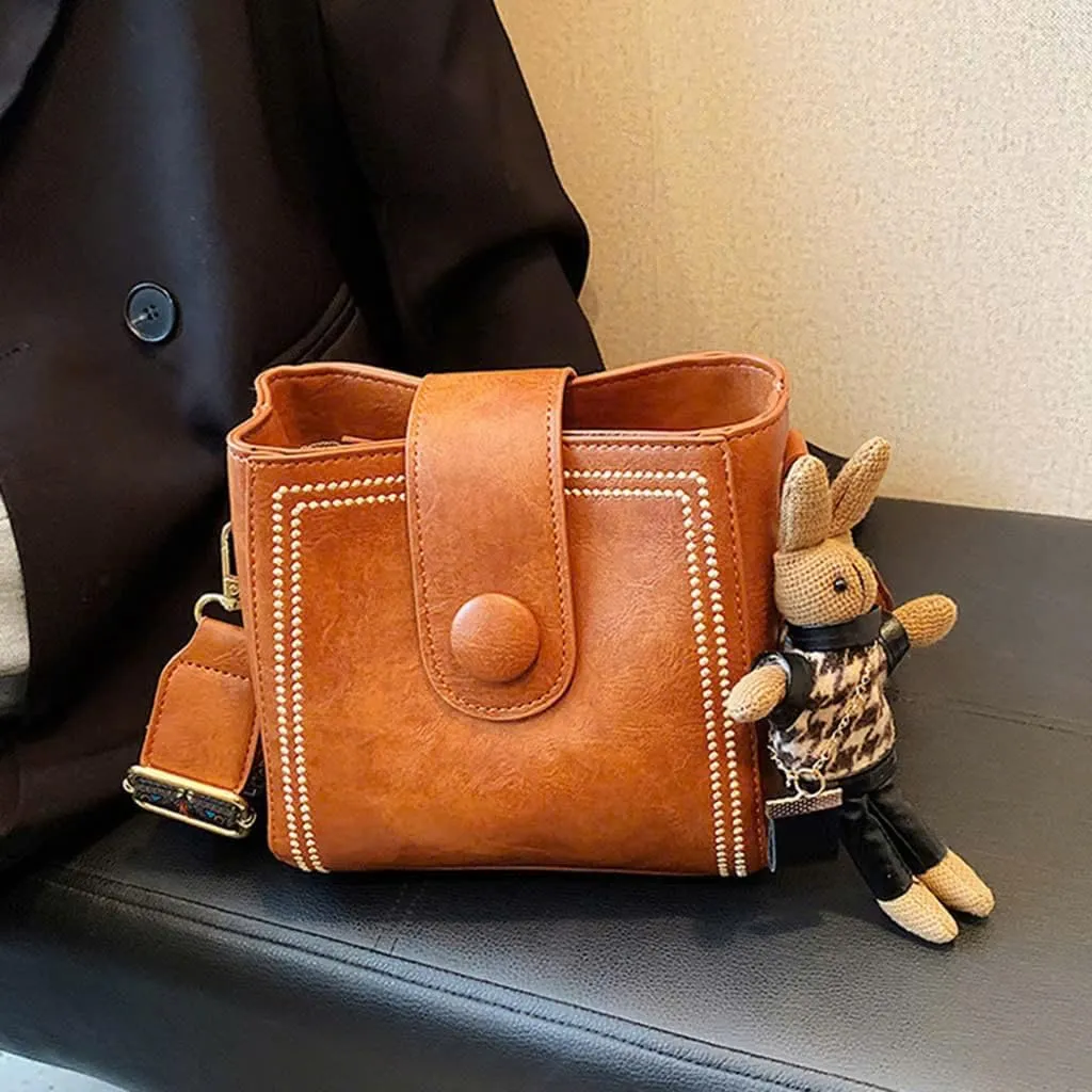 Vintage Retro Small Water Bucket Bag, Vintage Fashion Bag With Adjustable Wider Shoulder Strap