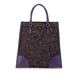 Vitello Trimmed Tweed Flat Tote