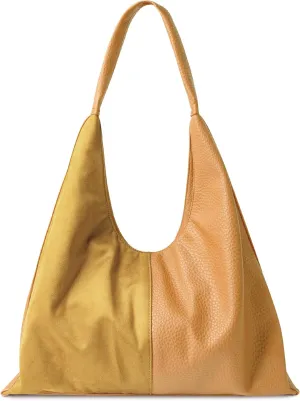 Viva Terry Suede Hobo Shoulder Bag Soft Vegan Leather Large Slouchy Handbag with Top Handle