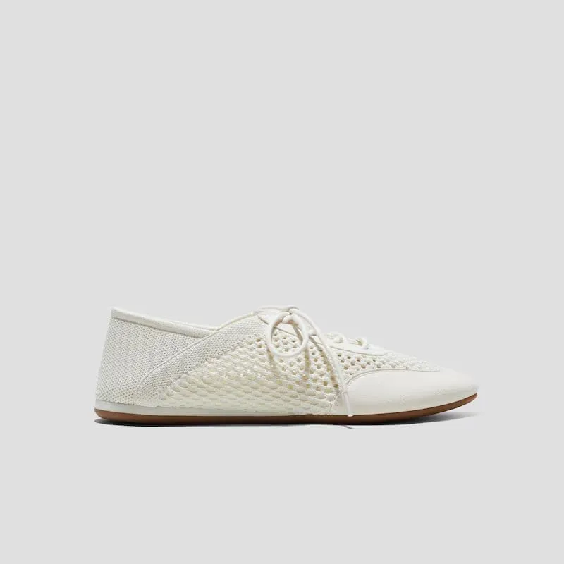 VIVAIA Yara Almond Toe Lace-Up Mesh Sneakers Flat