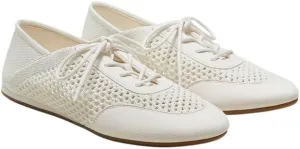 VIVAIA Yara Almond Toe Lace-Up Mesh Sneakers Flat