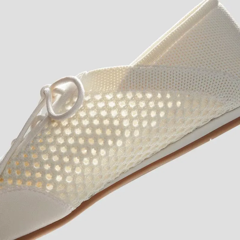 VIVAIA Yara Almond Toe Lace-Up Mesh Sneakers Flat