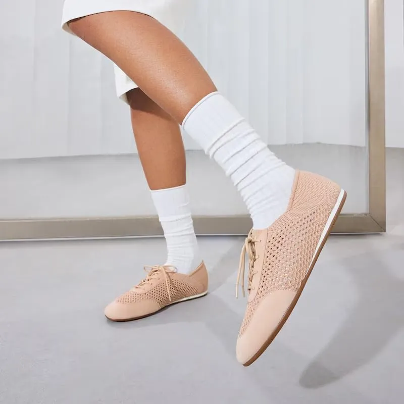 VIVAIA Yara Almond Toe Lace-Up Mesh Sneakers Flat