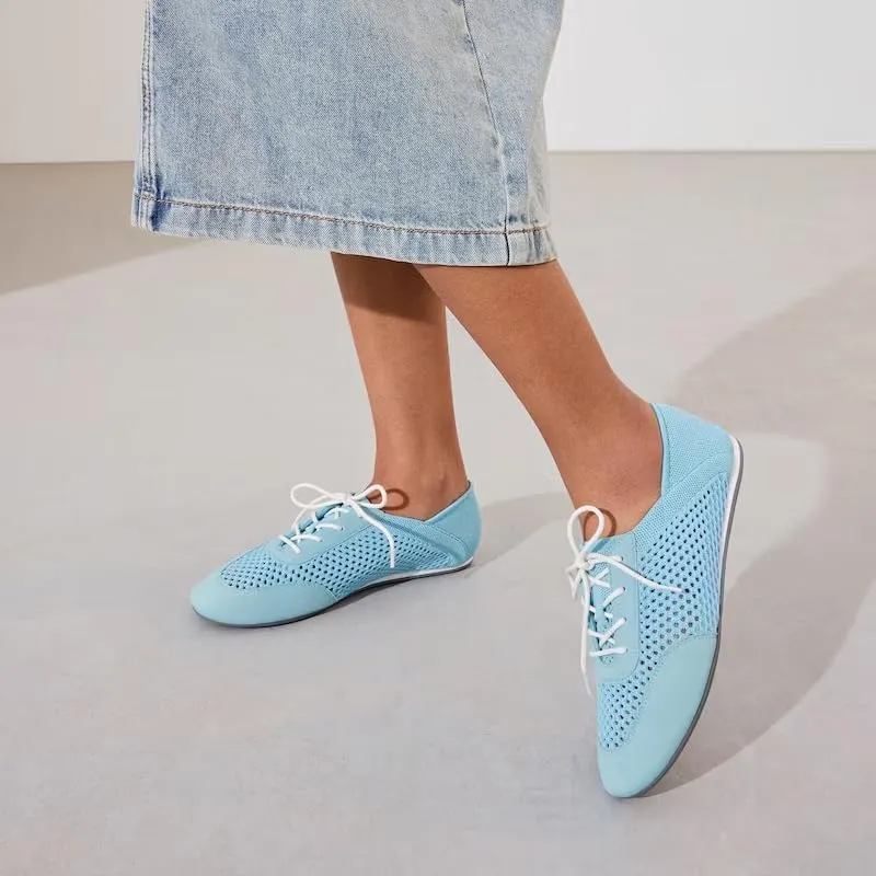 VIVAIA Yara Almond Toe Lace-Up Mesh Sneakers Flat