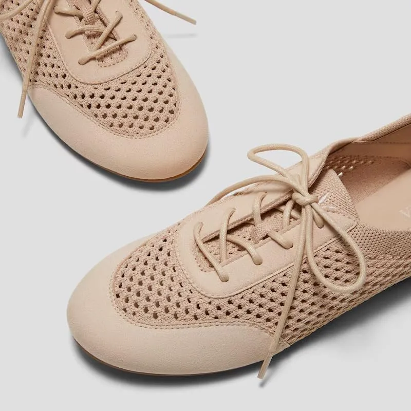 VIVAIA Yara Almond Toe Lace-Up Mesh Sneakers Flat