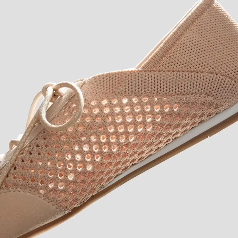 VIVAIA Yara Almond Toe Lace-Up Mesh Sneakers Flat