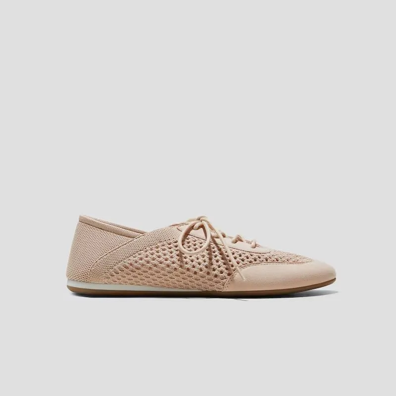 VIVAIA Yara Almond Toe Lace-Up Mesh Sneakers Flat