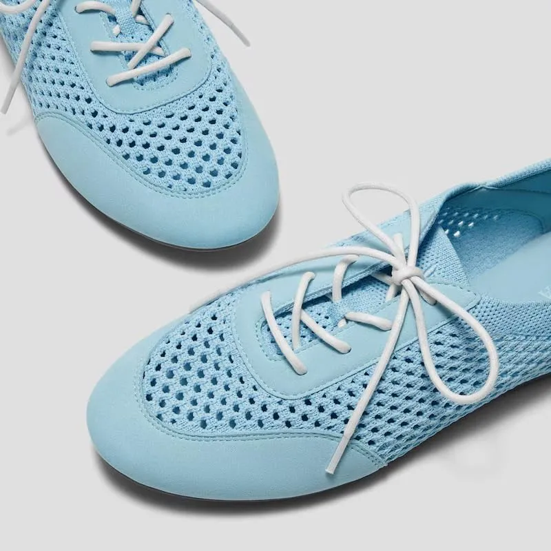 VIVAIA Yara Almond Toe Lace-Up Mesh Sneakers Flat