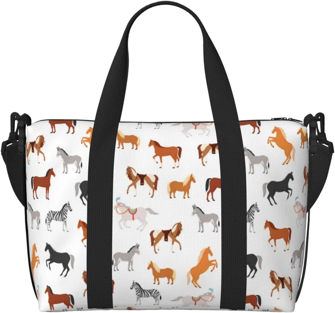 VOSERY Laptop Tote Bag for Women Work - Cute Horse Donkey Zebra Pony Gym Bag for Women Men, Personal Item Crossbody Travel Bags for Women Men Carry On, Overnight Weekender Bags for Women Travel