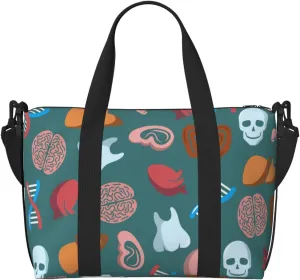 VOSERY Laptop Tote Bag for Women Work - cute Skull organ Gym Bag for Women Men, Personal Item Crossbody Travel Bags for Women Men Carry On, Overnight Weekender Bags for Women Travel