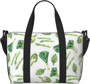 VOSERY Laptop Tote Bag for Women Work - green onions Asparagus Gym Bag for Women Men, Personal Item Crossbody Travel Bags for Women Men Carry On, Overnight Weekender Bags for Women Travel