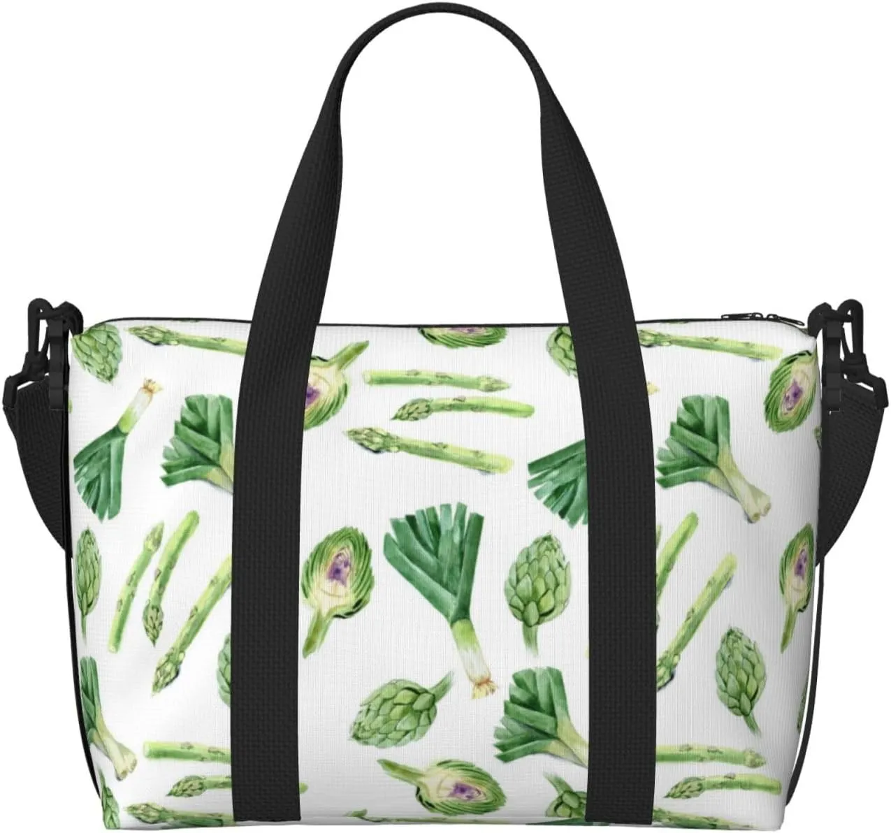 VOSERY Laptop Tote Bag for Women Work - green onions Asparagus Gym Bag for Women Men, Personal Item Crossbody Travel Bags for Women Men Carry On, Overnight Weekender Bags for Women Travel