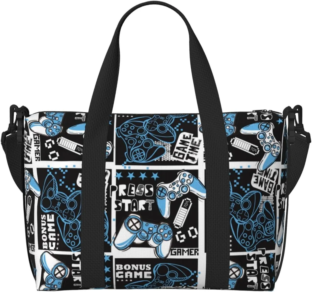VOSERY Laptop Tote Bag for Women Work - Technological Lines Game Handle Gym Bag for Women Men, Personal Item Crossbody Travel Bags for Women Men Carry On, Overnight Weekender Bags for Women Travel