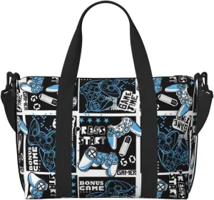 VOSERY Laptop Tote Bag for Women Work - Technological Lines Game Handle Gym Bag for Women Men, Personal Item Crossbody Travel Bags for Women Men Carry On, Overnight Weekender Bags for Women Travel