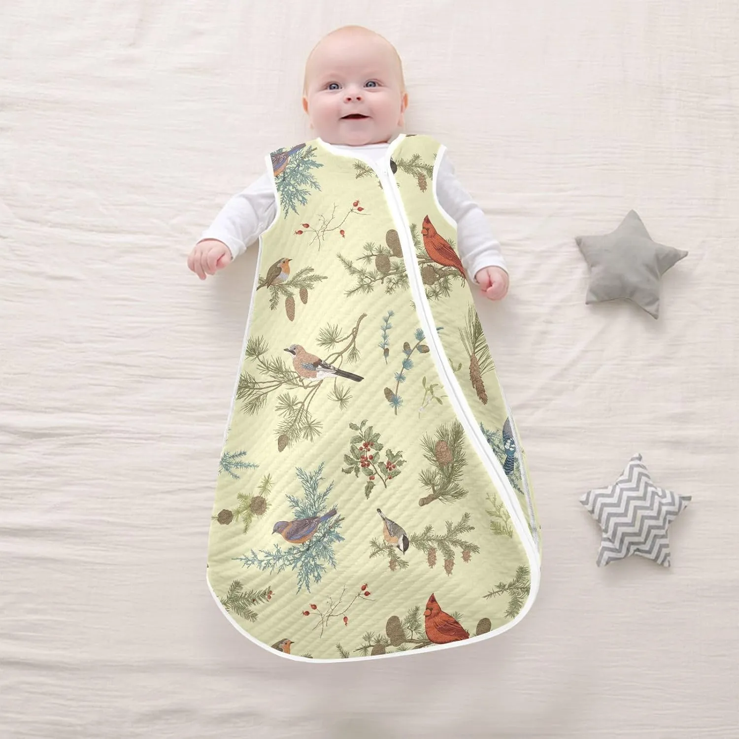vvfelixl Robin Bird Baby Sleeping Bag Sleep Sack,Baby Wearable Blanket Sleep Suit for 0-6 Months