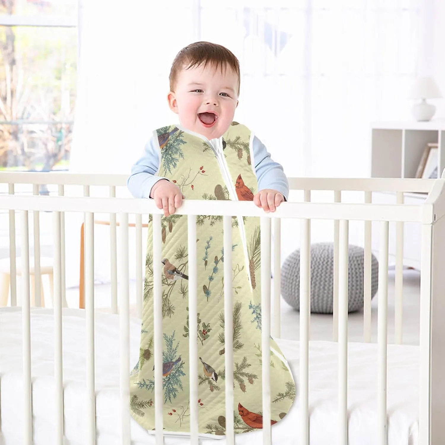 vvfelixl Robin Bird Baby Sleeping Bag Sleep Sack,Baby Wearable Blanket Sleep Suit for 0-6 Months