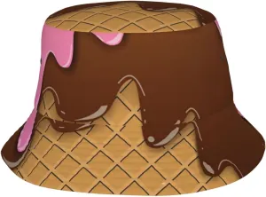 Waffles, ice Cream Bucket Hat Beach Travel Fisherman Hat Packable Sun Hat Cap for Unisex Women Men