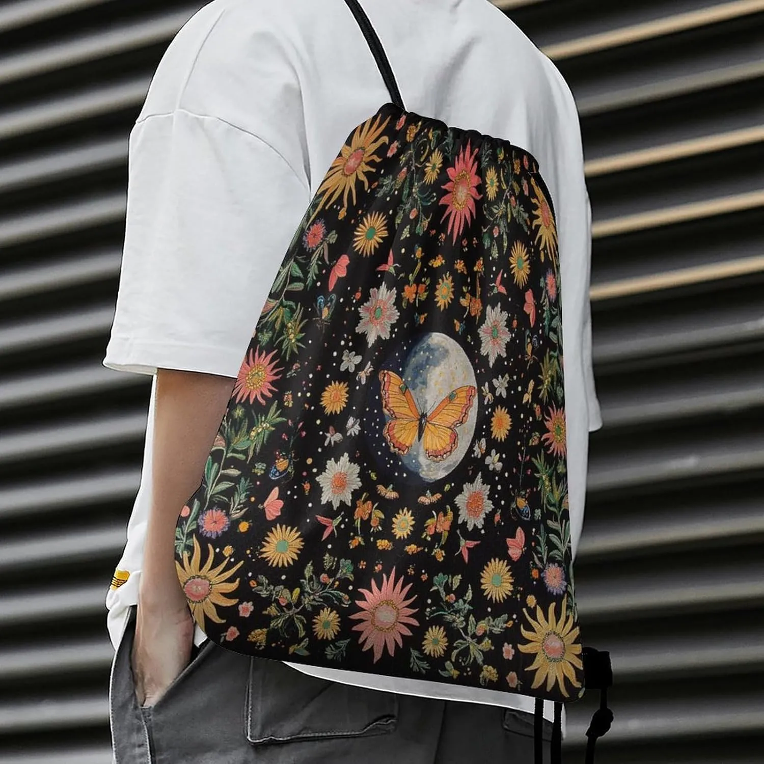 Watercolor Paisley Spring Florals Drawstring Backpack,Sport Drawstring Bags Gym Bag