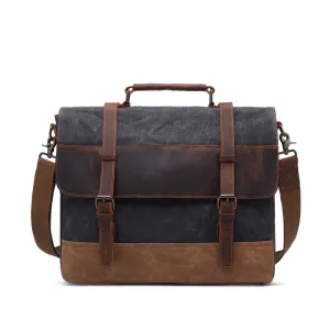 Waterproof Canvas Leather Satchel Bag Large