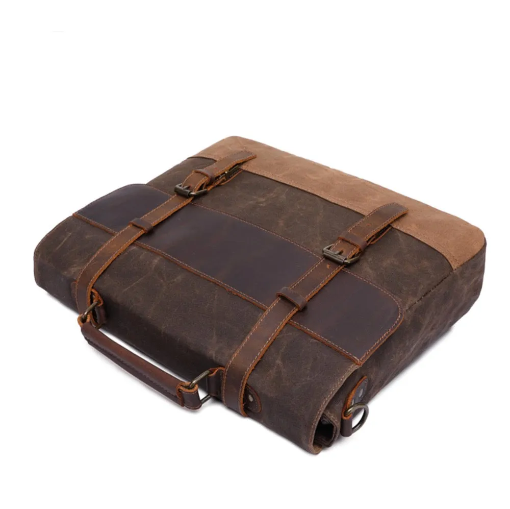 Waterproof Canvas Leather Satchel Bag Large