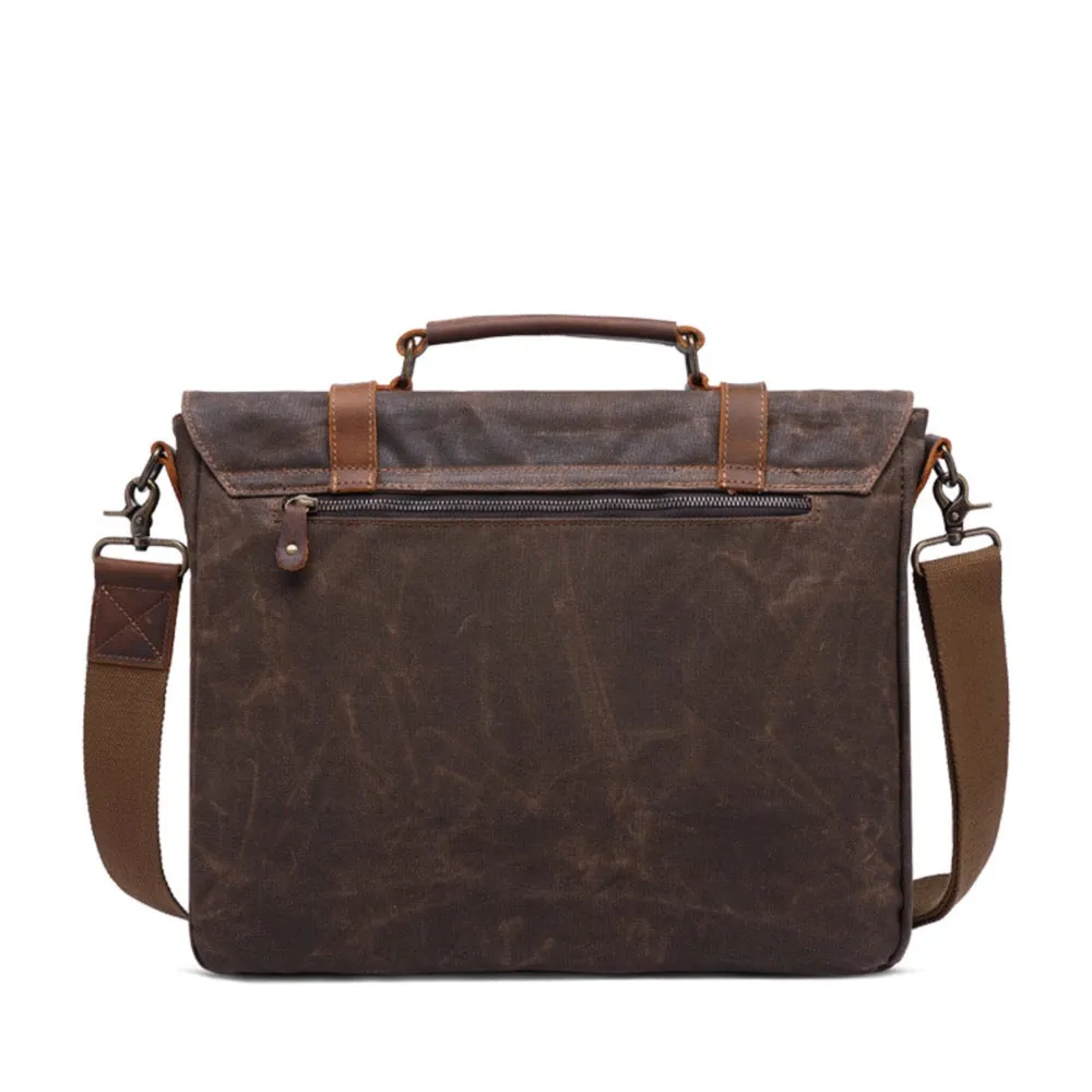 Waterproof Canvas Leather Satchel Bag Large