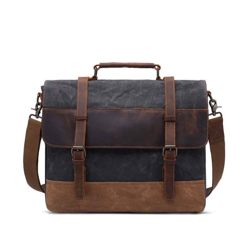 Waterproof Canvas Leather Satchel Bag Large