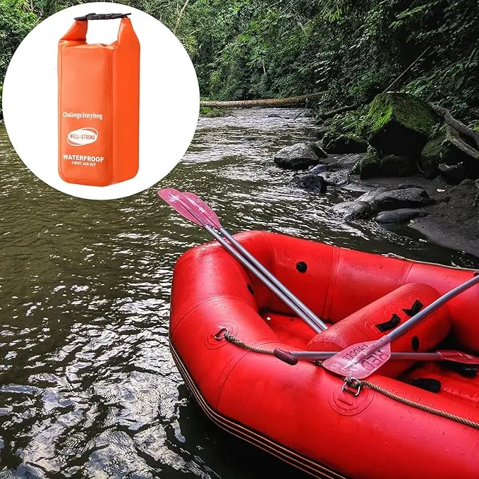Waterproof First Aid Kit Roll Top Boat Emergency Kit with Waterproof Contents for Fishing Kayaking Boating Swimming Camping Rafting Beach Orange