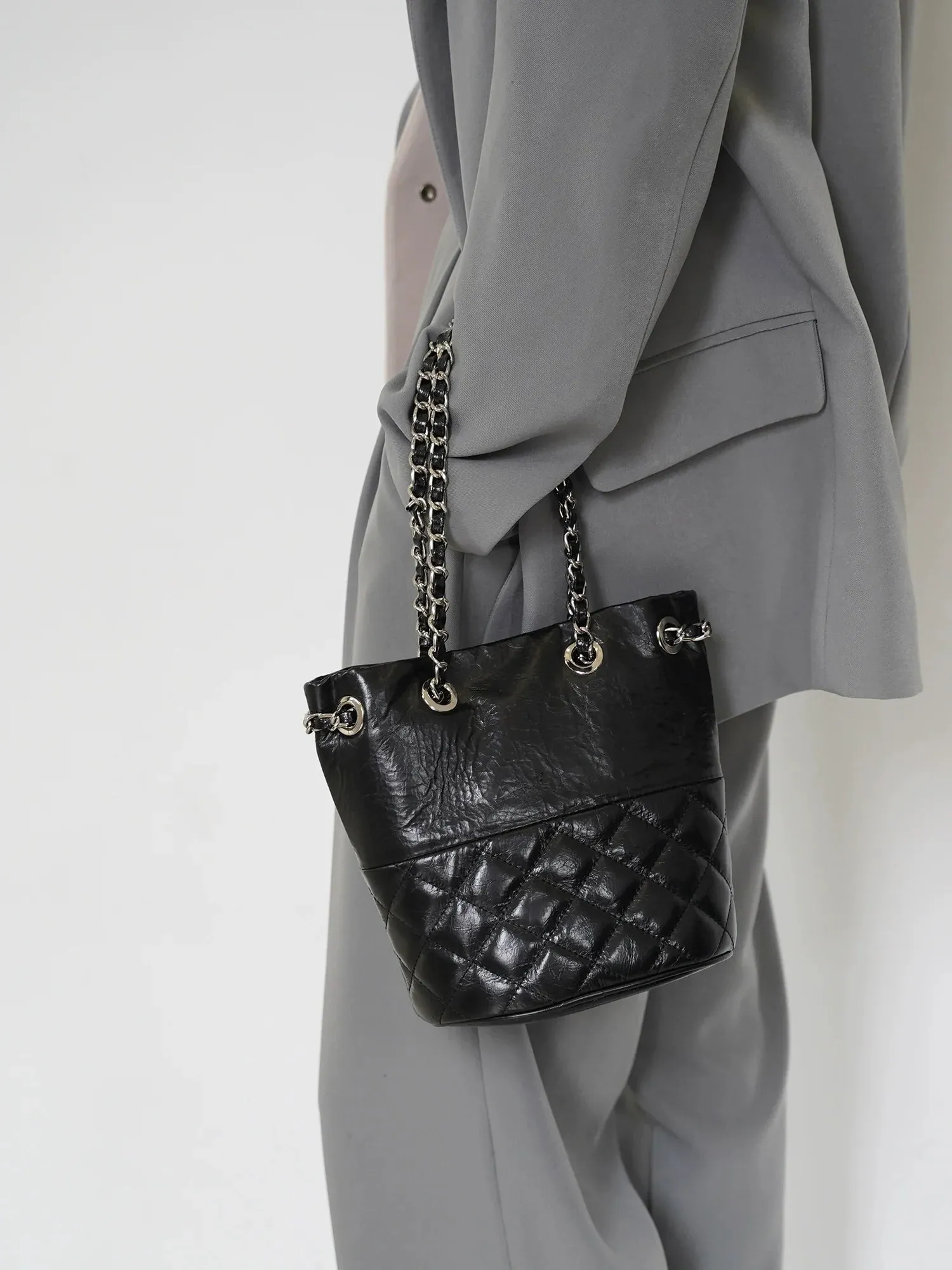 Waxed Cowhide Bucket Bag