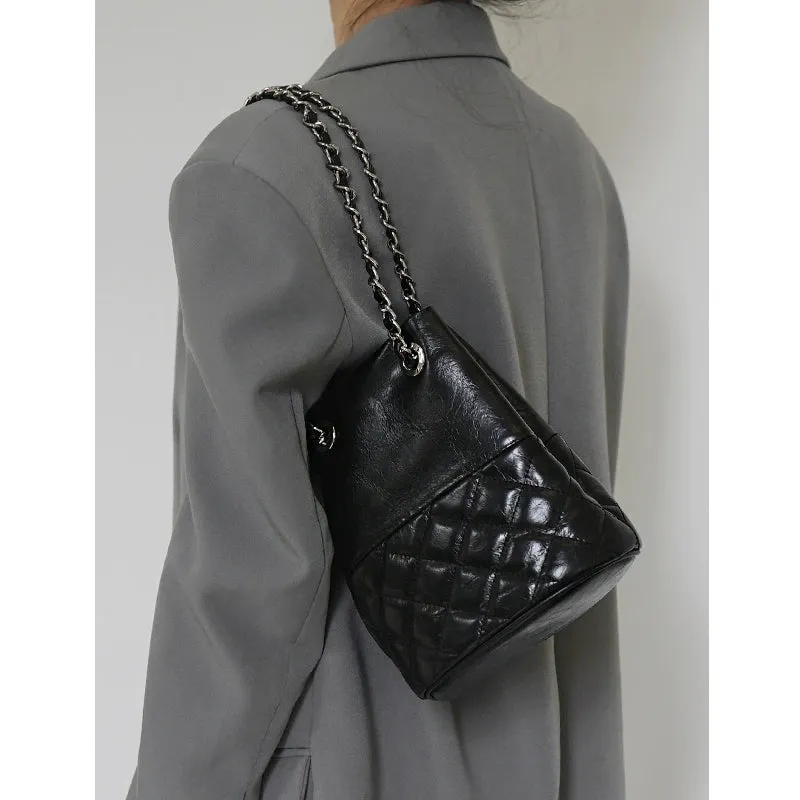 Waxed Cowhide Bucket Bag