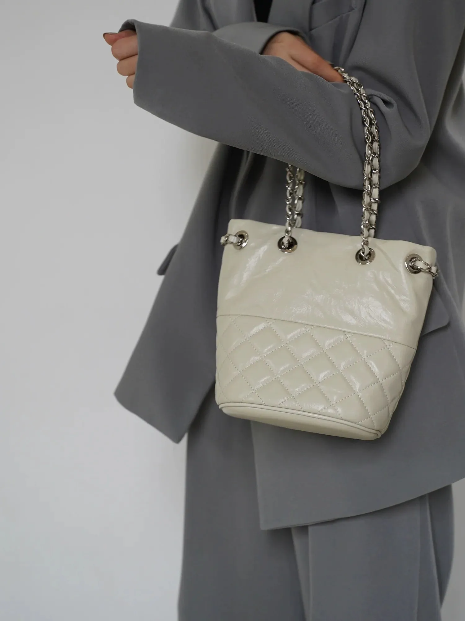 Waxed Cowhide Bucket Bag