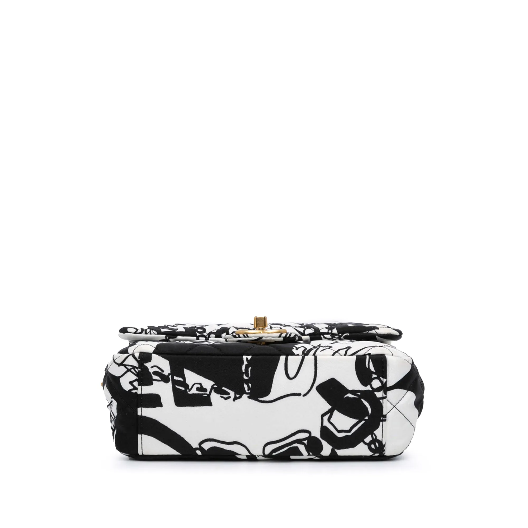 White Chanel Mini Printed Canvas Deer Coco Flap Satchel