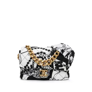 White Chanel Mini Printed Canvas Deer Coco Flap Satchel