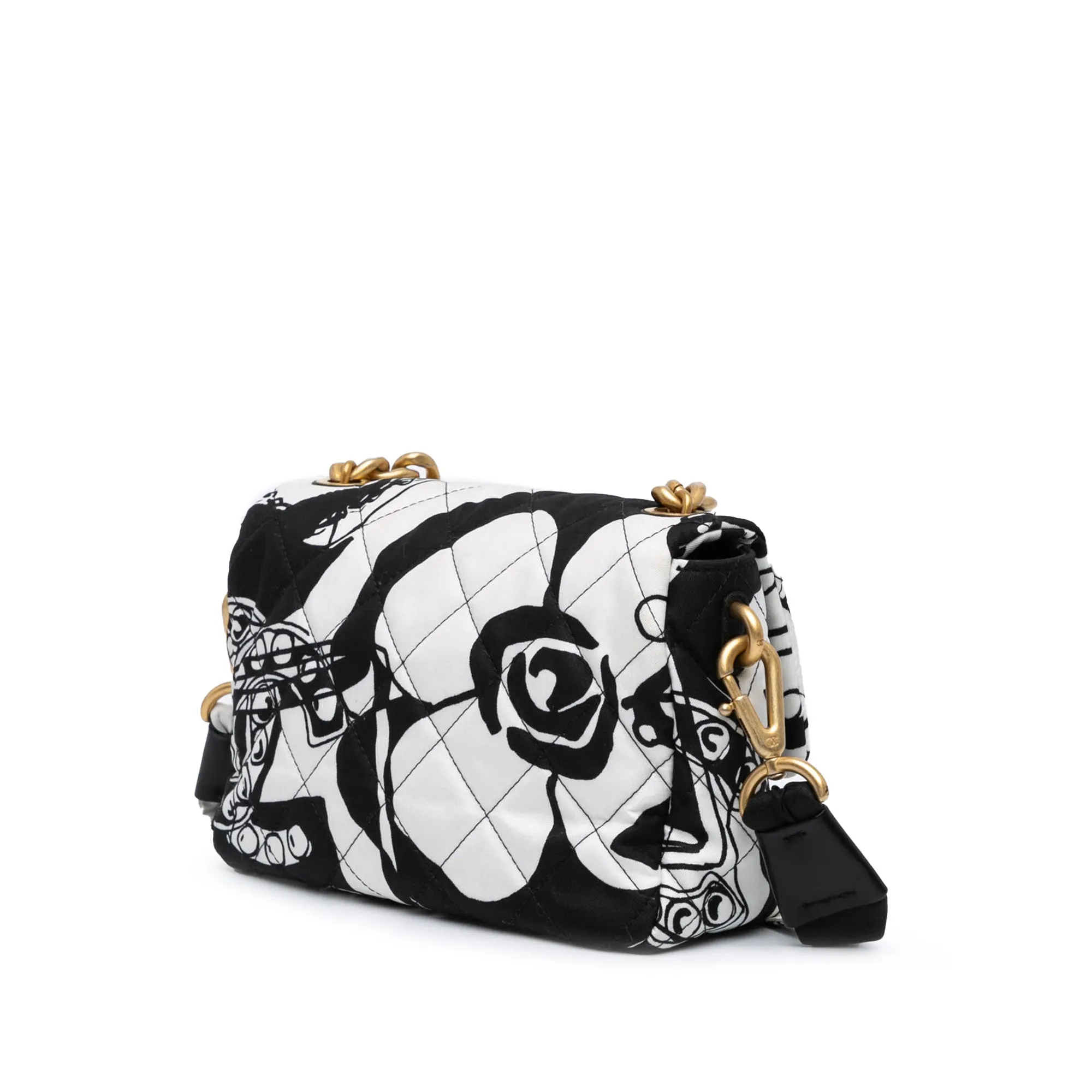 White Chanel Mini Printed Canvas Deer Coco Flap Satchel