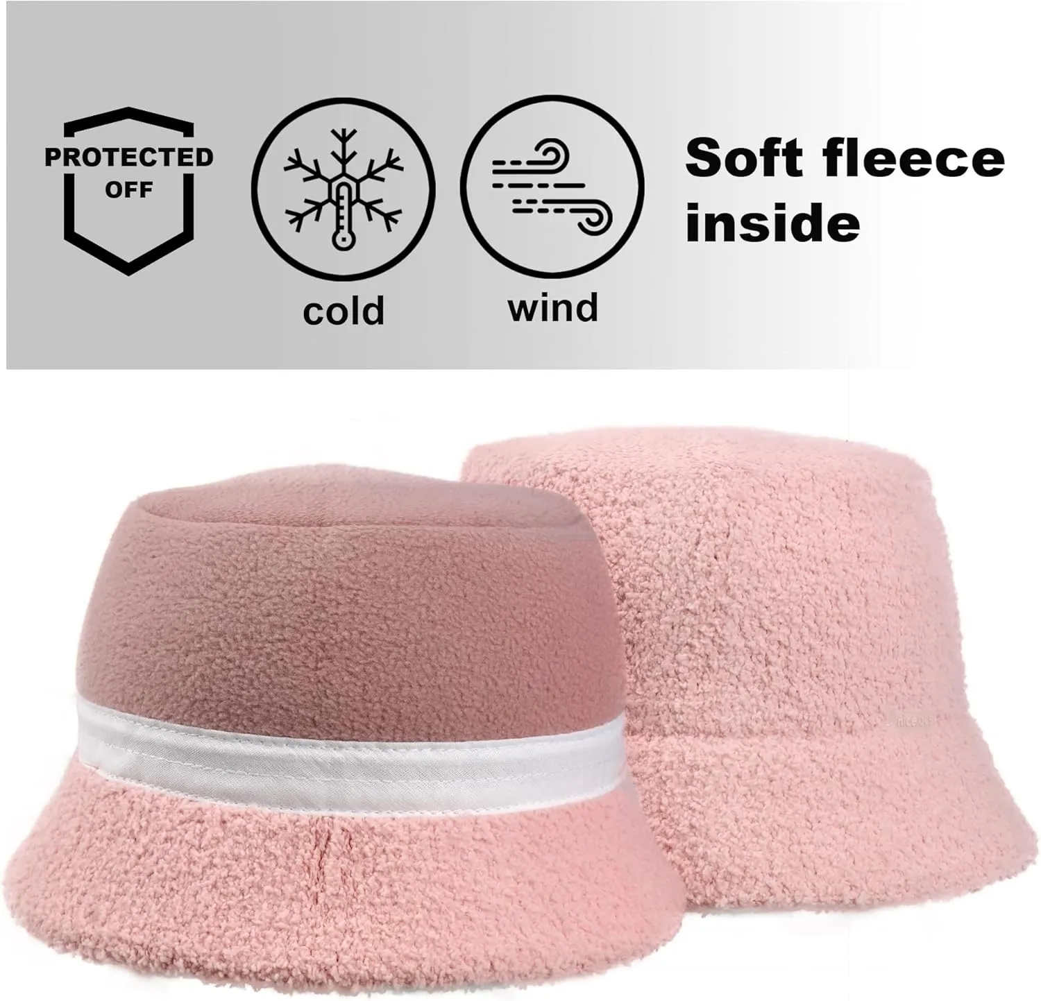 White Fuzzy Bucket Hat for Women - Winter Faux Fur Bucket Hat - Fluffy Sherpa Bucket Hats for Women