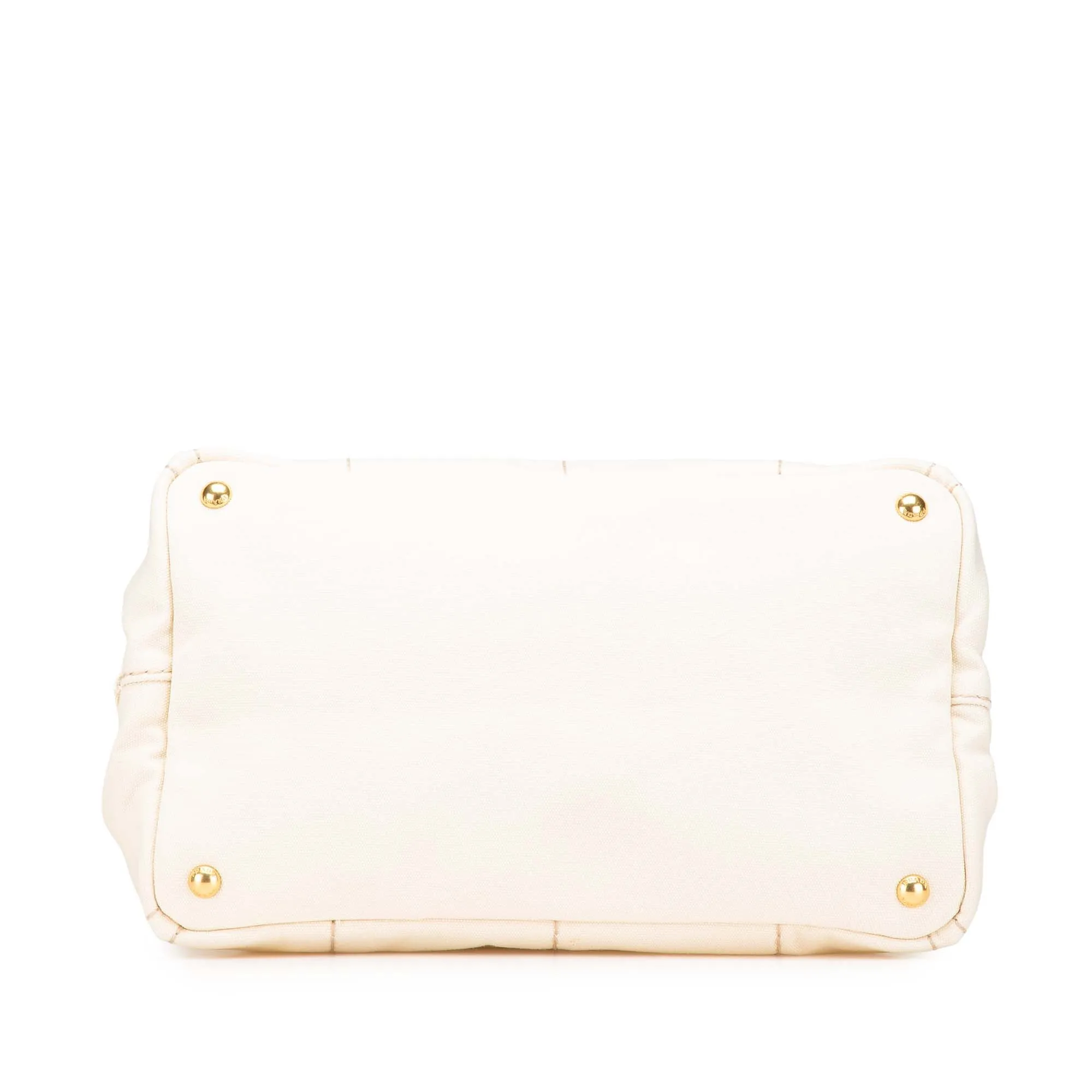 White Prada Canvas Canapa Logo Satchel